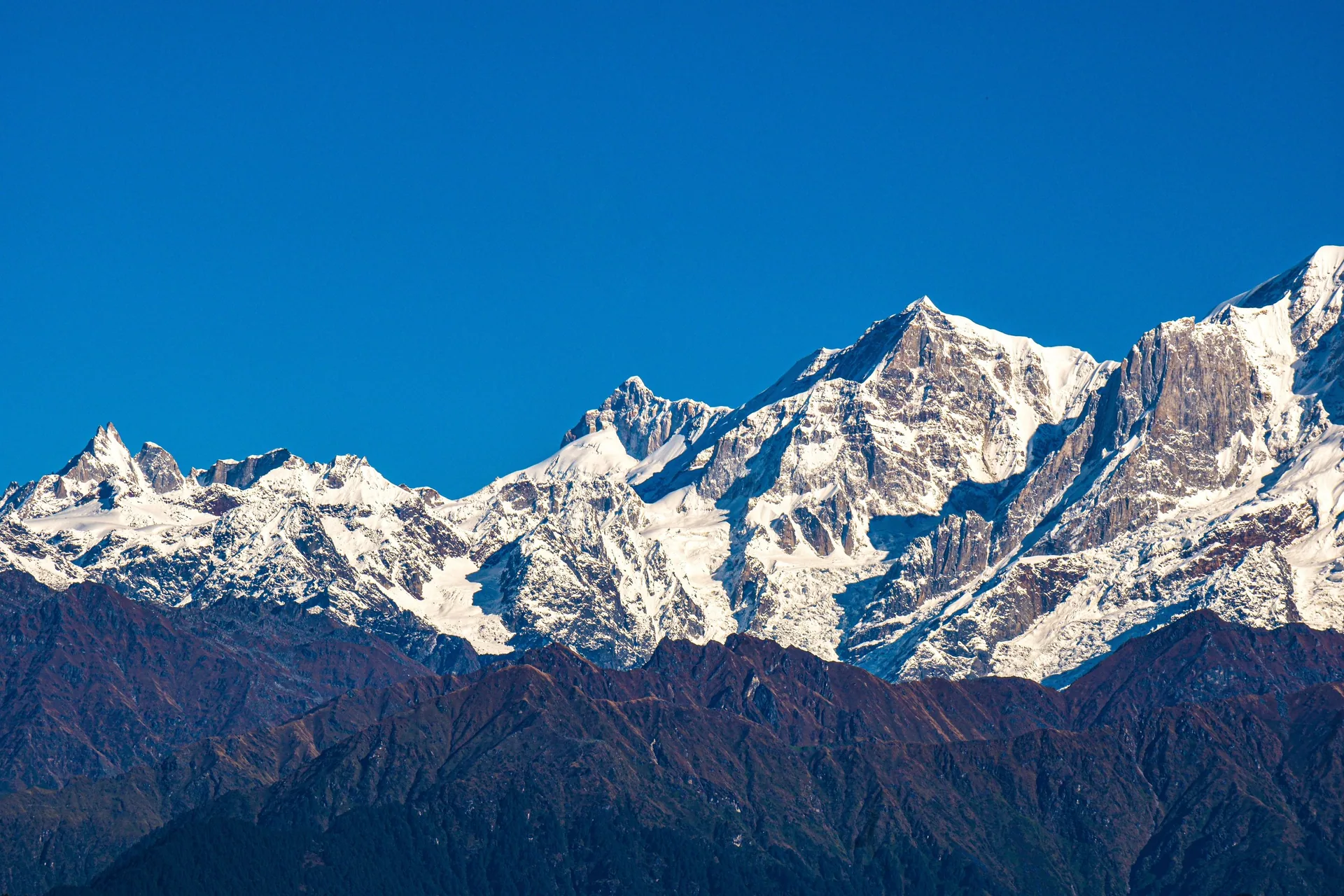 Snow-covered mountain range